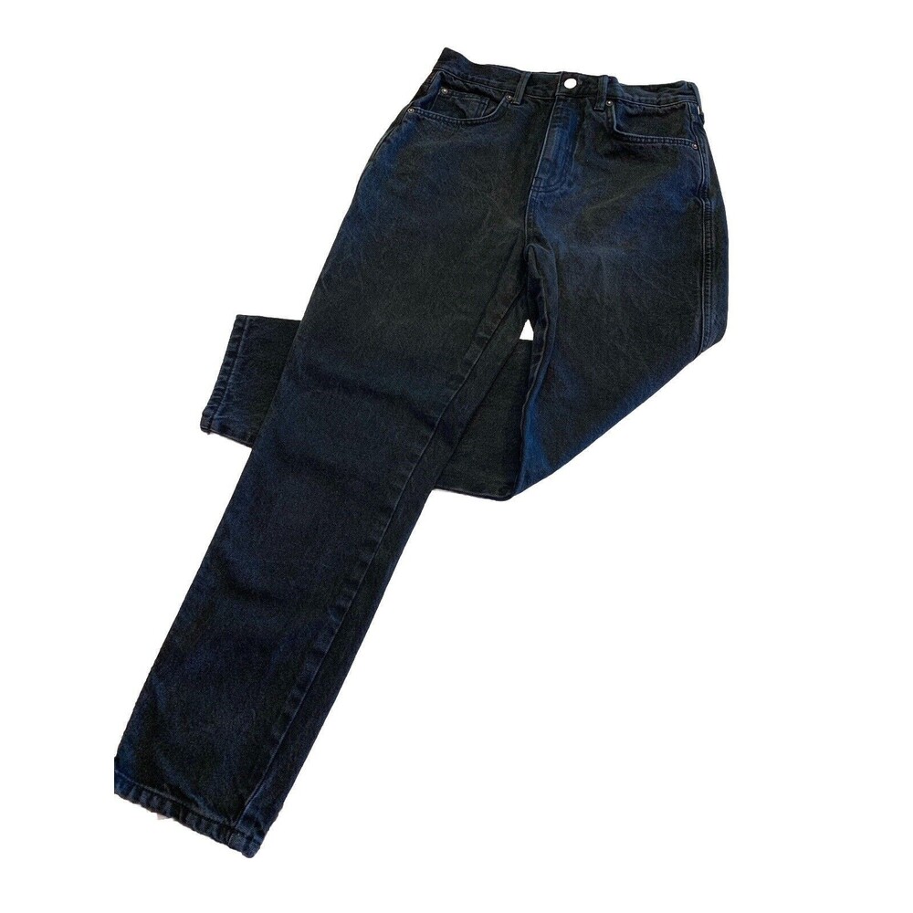 Free People We The Free 28x 27” Black Wash High Rise Tapered Leg Mom Jeans Denim